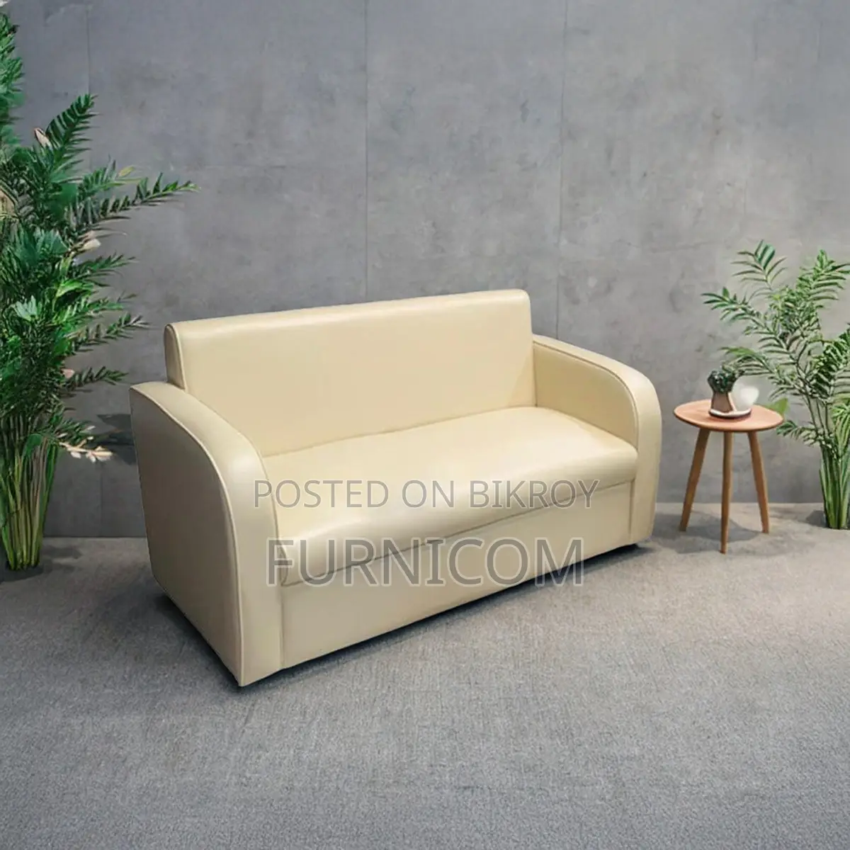 Two Seater Straight-backed Snug Sofa Set for Home and Office Faux Leat