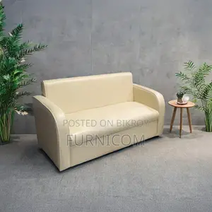 Two Seater Straight-backed Snug Sofa Set for Home and Office Faux Leat