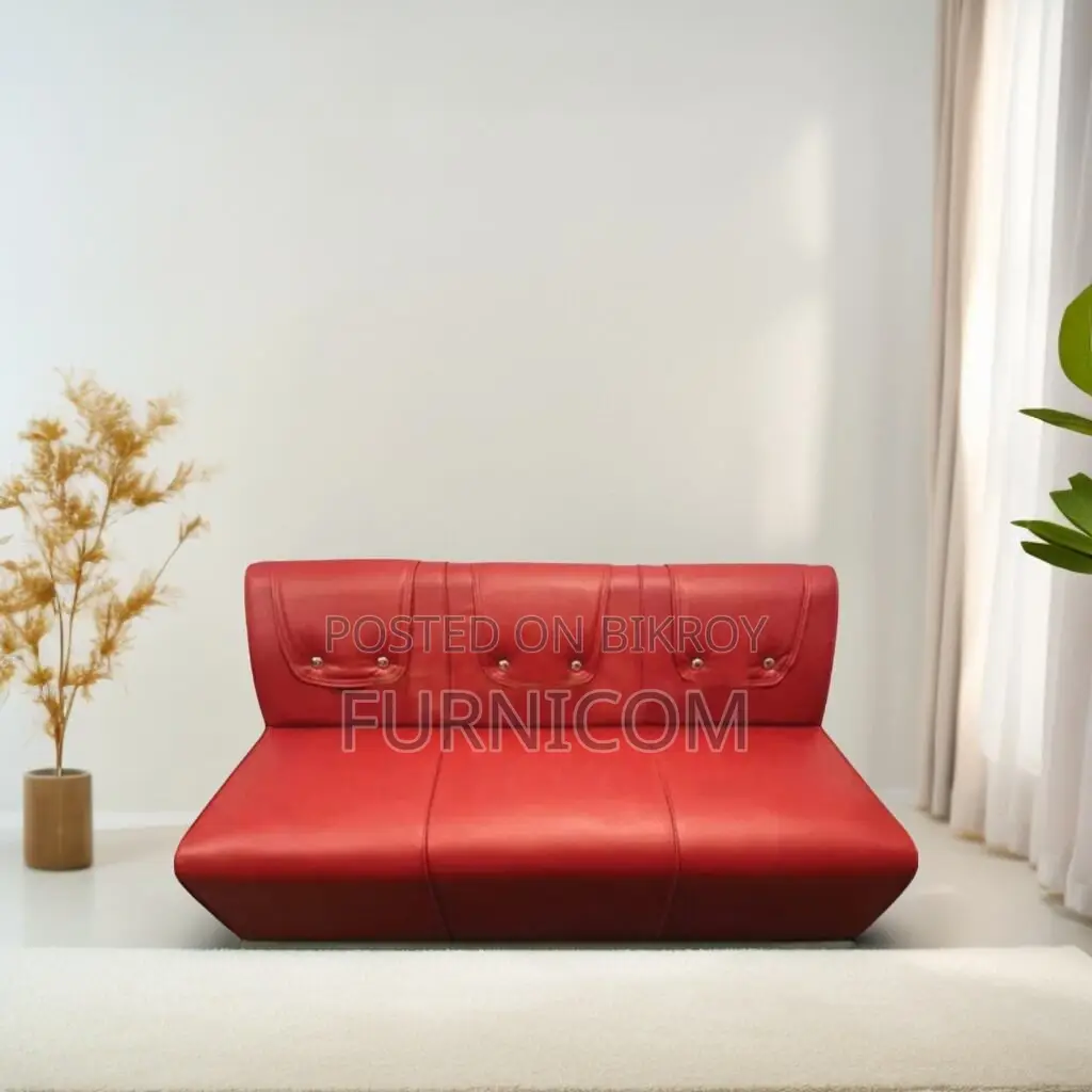 High Durable 3 Seater Armless Button Sofa - Red color