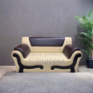 2 Seater Rolled Arm Leaqueared Arm Sofa Artificial Leather White and O