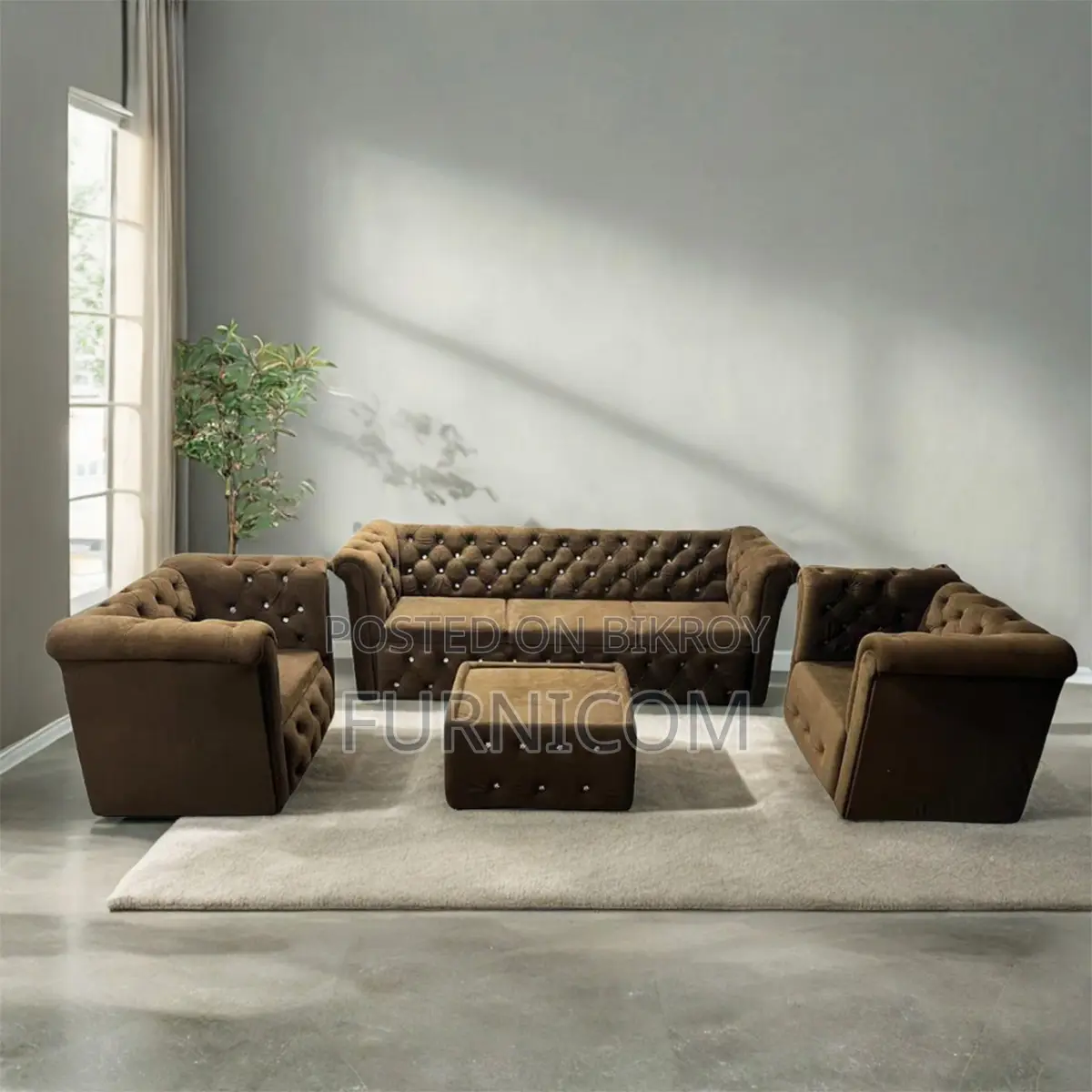 Button Tufted Chesterfield Luxury Living Room Sofa Set Upholetered wit