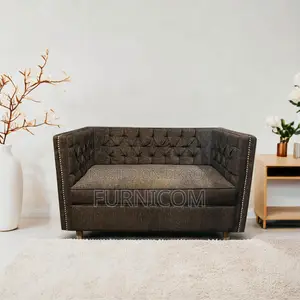 Chesterfield Two Seater Wooden Velvet Sofa