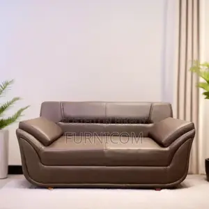 Rolled Arm Two Seater Synthetic Leather Living Room Sofa