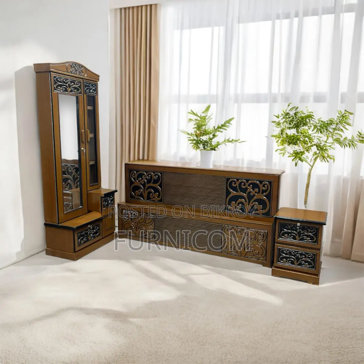 Furnicom Bedroom set/ Bed/ dressing table/ side table/ bedside table/ 