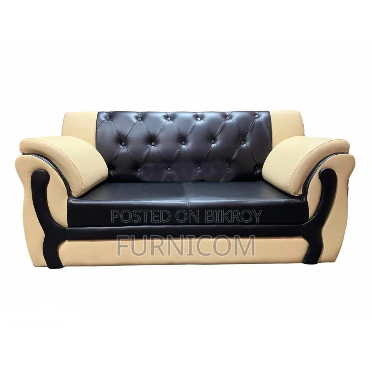 Synthetic Leather Rolled Arm Fluffy Arm Sofa/Two Seater Living Room or