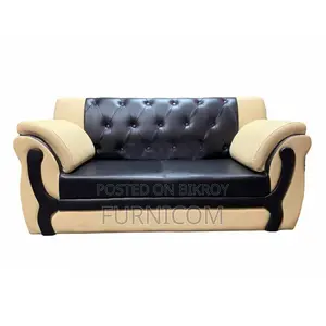 Synthetic Leather Rolled Arm Fluffy Arm Sofa/Two Seater Living Room or