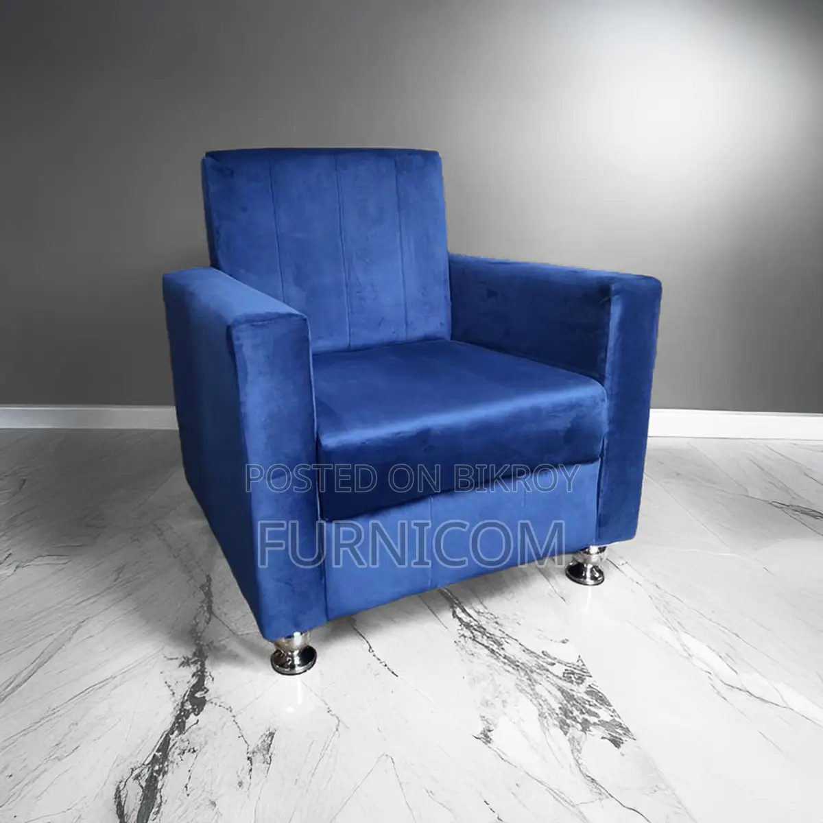 Velvet Sofa Blue (1 Seater)