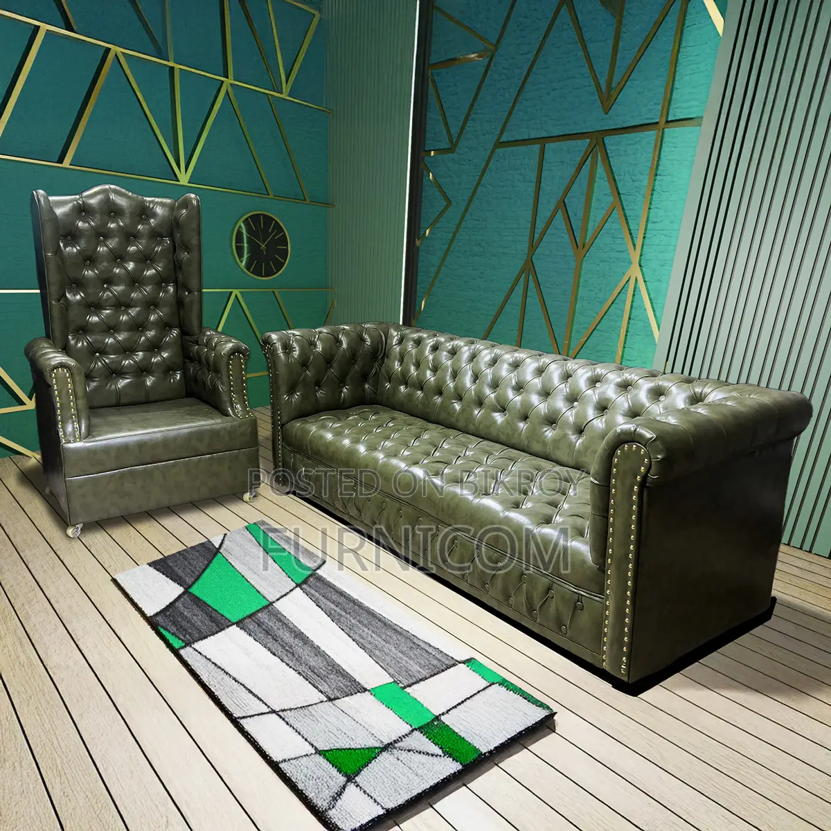 King Chair With Chesterfeild Sofa