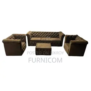 Button Tufted Chesterfield Luxury Living Room Sofa Set Upholetered wit