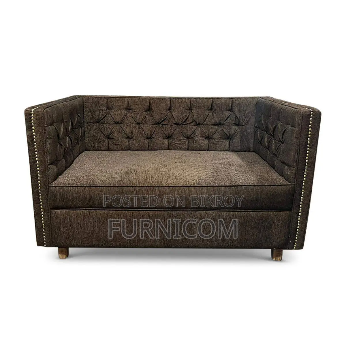 Chesterfield Two Seater Wooden Velvet Sofa