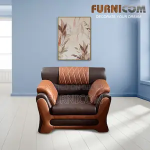 Furnicom Single Sofa Leather Rolled Arm Fluffy Arm Sofa one Seater Liv