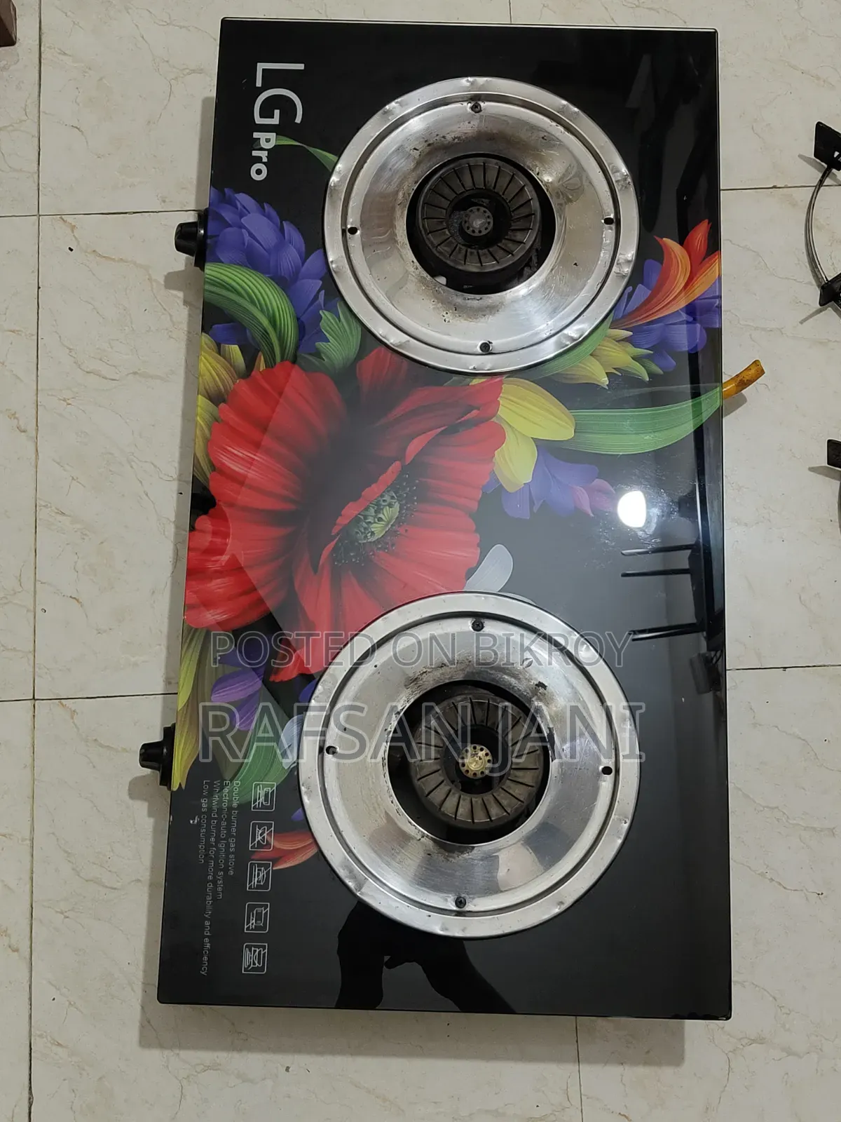 এলজি প্রো ডাবল বার্নার গ্যাস স্টোভ – গ্লাস টপ