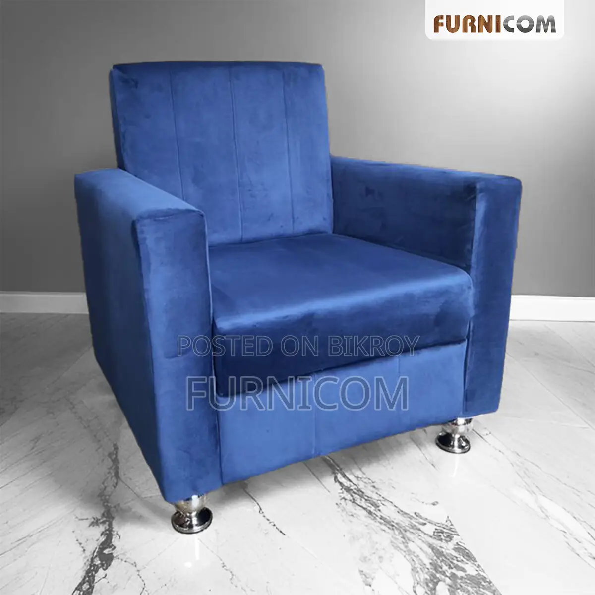 Velvet Sofa Blue (1 Seater)