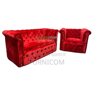Velvet Button Tufted Classic Chesterfield Sofa Set Living Room Furnitu