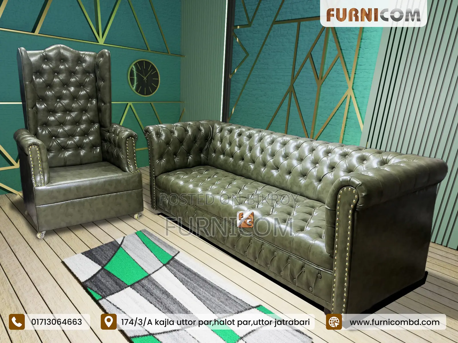 King Chair With Chesterfeild Sofa