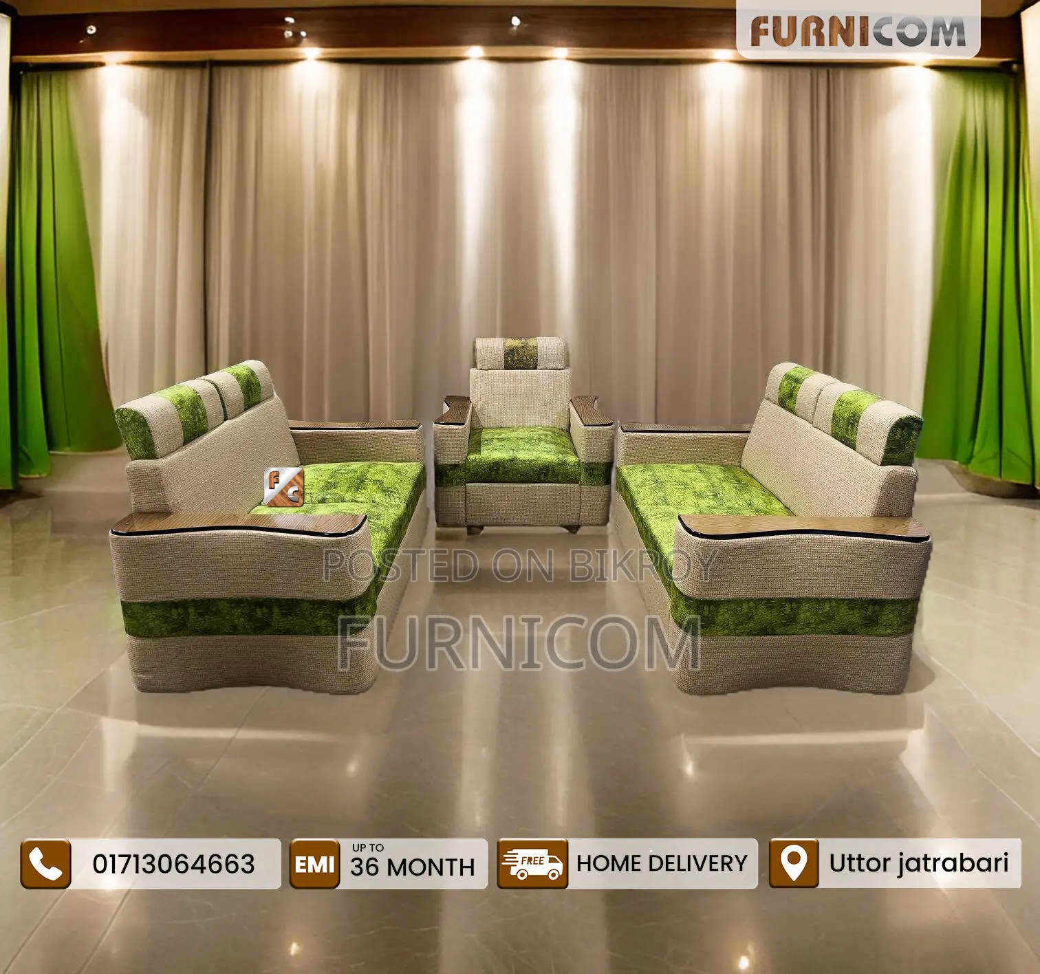 Modern & Elegant 2+2+1=5 Seater Sofa Set