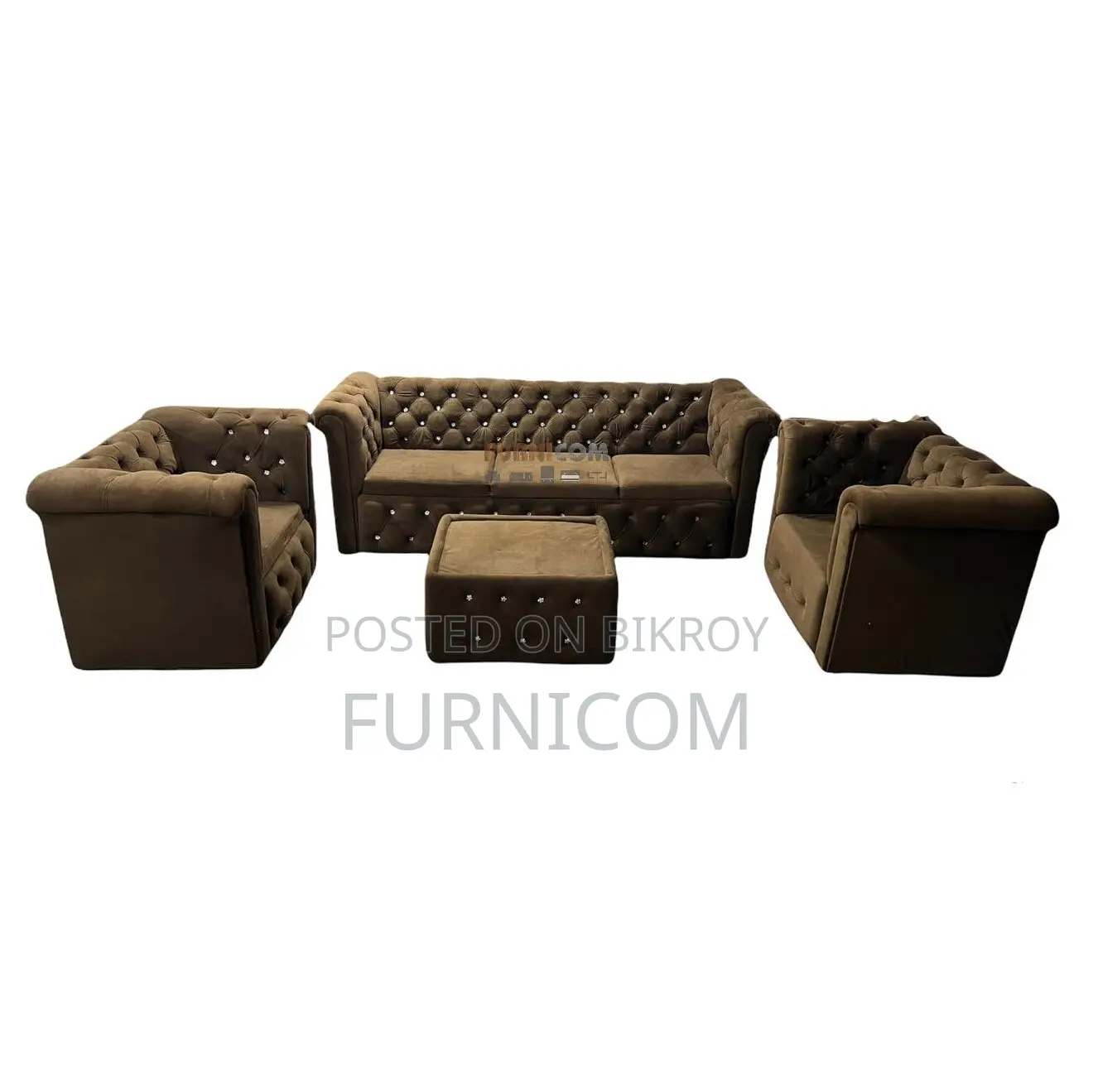 Button Tufted Chesterfield Luxury Living Room Sofa Set Upholetered wit