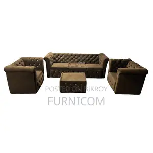 Button Tufted Chesterfield Luxury Living Room Sofa Set Upholetered wit