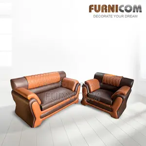 Upscaled Quality - Furnicom Sofa Set Leather Rolled Arm Fluffy Arm Sof