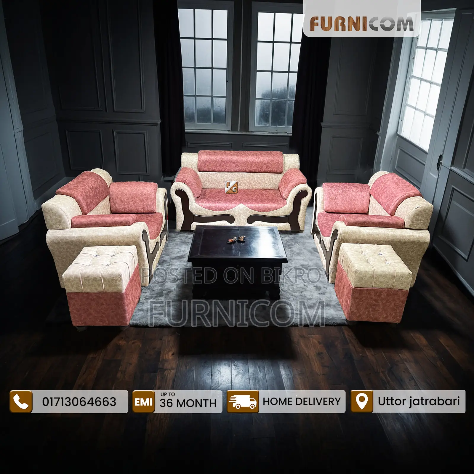 2+1+1 Seater Sofa Set With 2 Tool