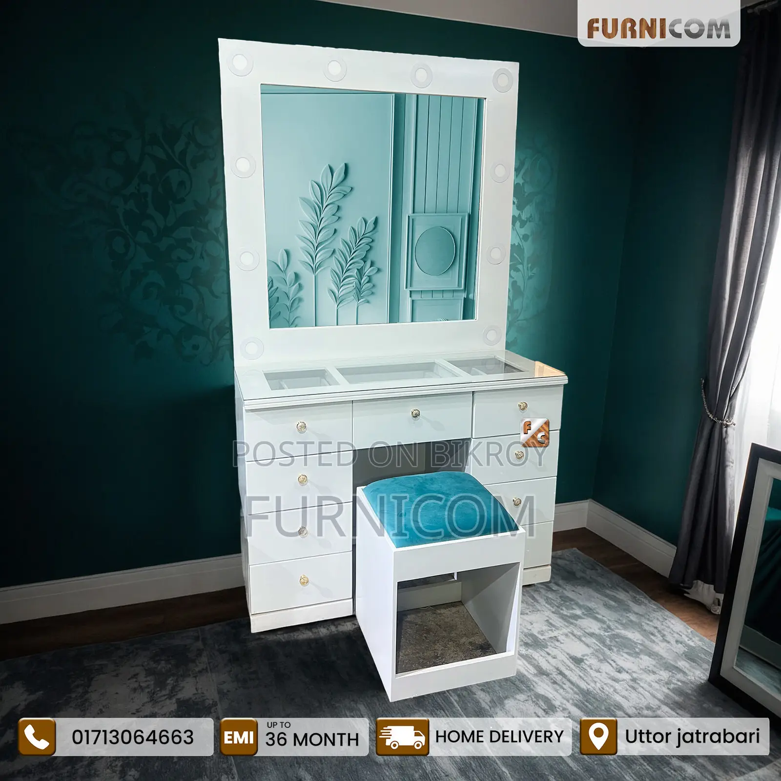 Vanity Set/ Dressing Table Set/ Dressing Table With Dressing Stool