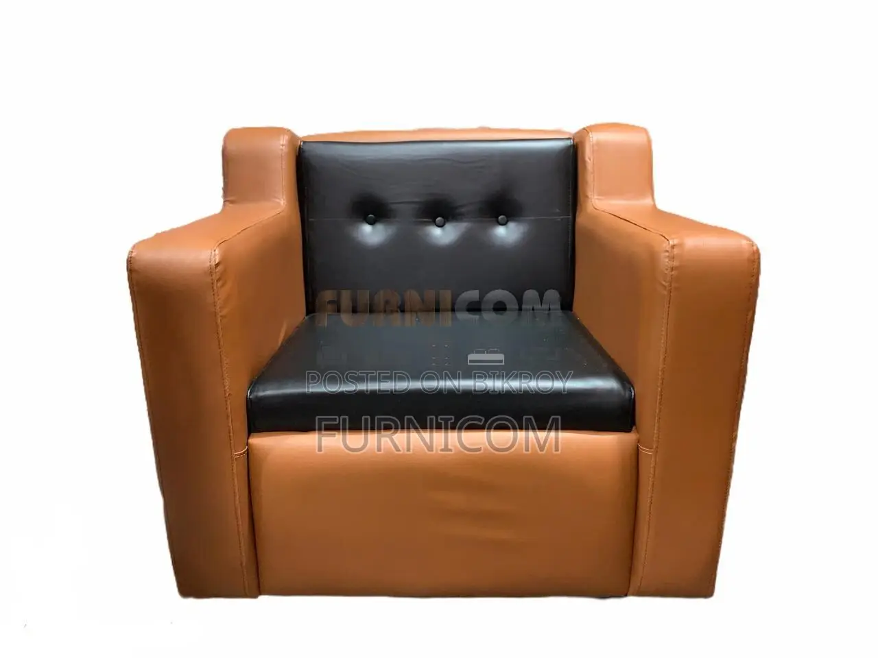 Button Tufted Sturdy Sofa for Living Room-Synthetic Leather
