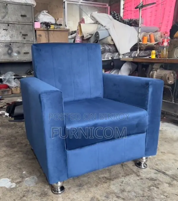 Velvet Sofa Blue (1 Seater)