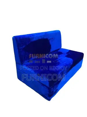 Royal Blue Velvet Touch Two Seater Armless Sofa for Home and Office