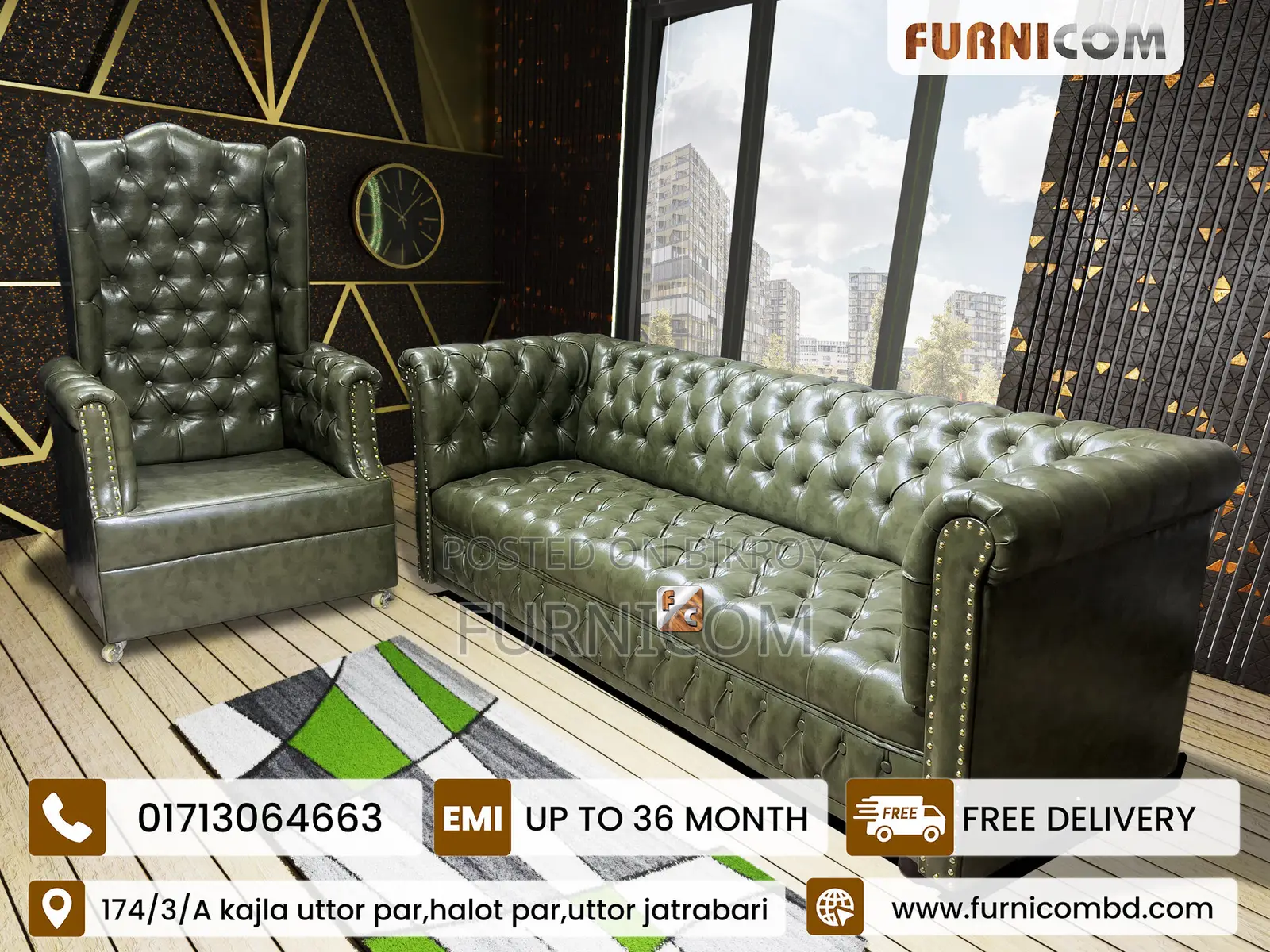 King Chair With Chesterfeild Sofa