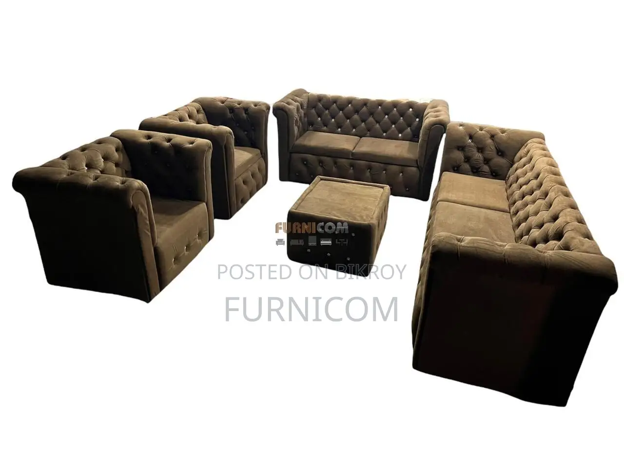 Button Tufted Chesterfield Luxury Living Room Sofa Set Upholetered wit
