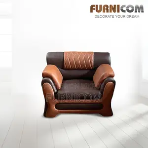 Furnicom Single Sofa Leather Rolled Arm Fluffy Arm Sofa one Seater Liv