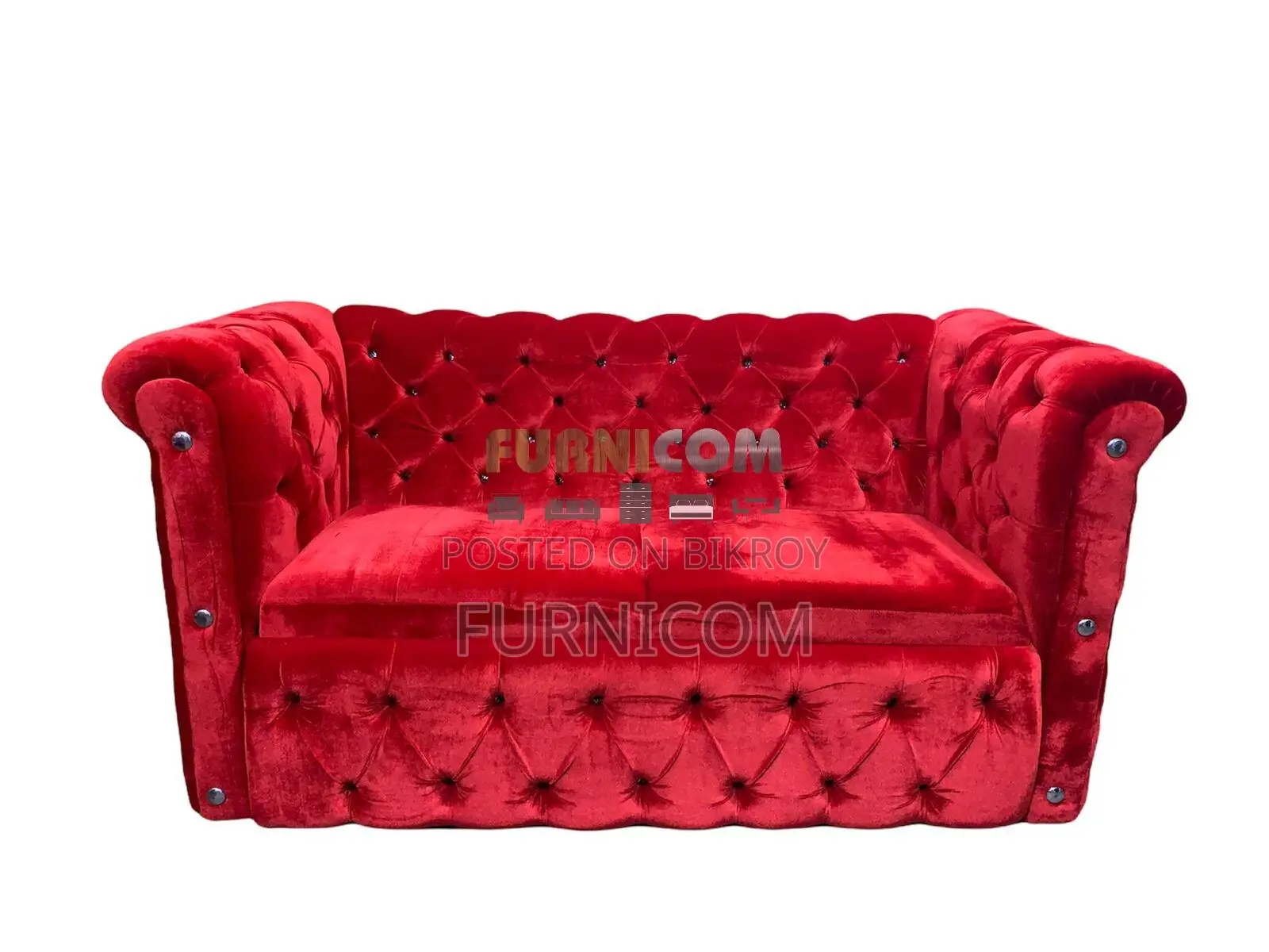 Velvet Button Tufted Classic Chesterfield Sofa Set Living Room Furnitu