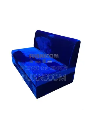 Royal Blue Velvet Touch Two Seater Armless Sofa for Home and Office