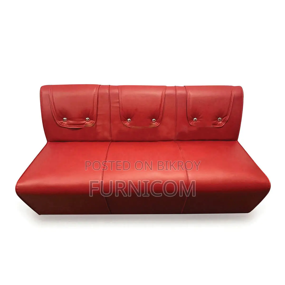 High Durable 3 Seater Armless Button Sofa - Red color