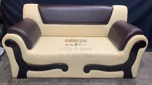 2 Seater Rolled Arm Leaqueared Arm Sofa Artificial Leather White and O