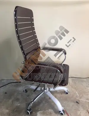 Curvy Linear Wooden Boss Cum Executive Chair Stainless Steel Mehogany 