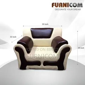 Furnicom Single Seater Rolled Arm Leaqueared Sofa High Quality Artific
