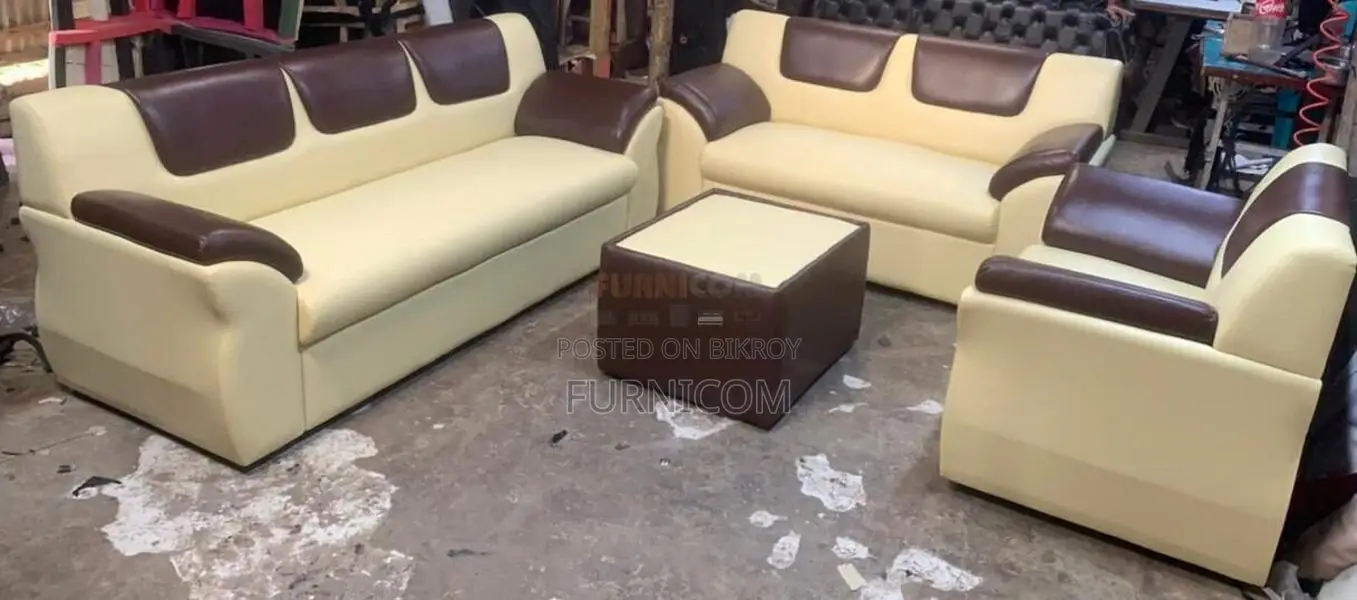 Rolled Arm Fluffy Sofa Set with Tea Table (3+2+1)