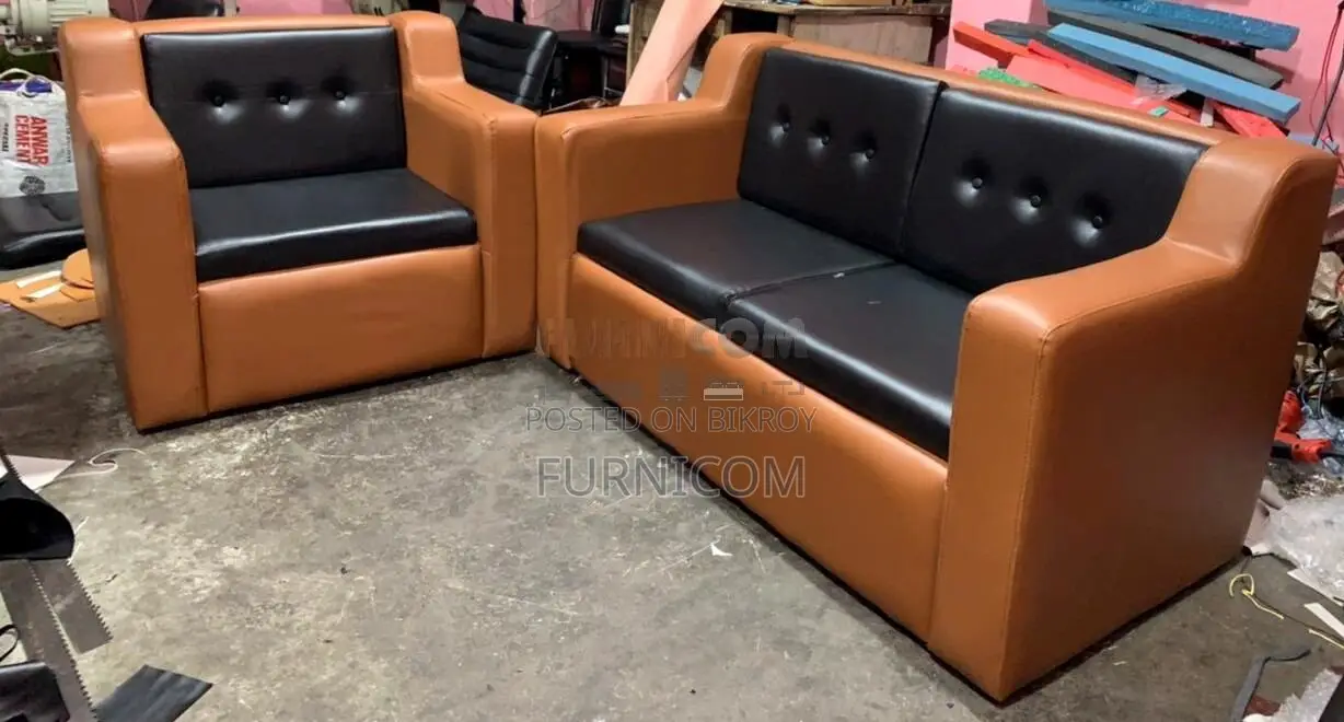 Button Tufted Sturdy Sofa for Living Room-Synthetic Leather