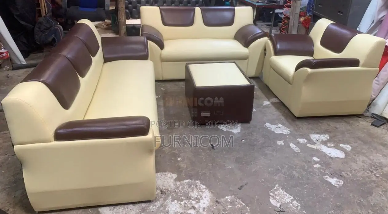 Rolled Arm Fluffy Sofa Set with Tea Table (3+2+1)