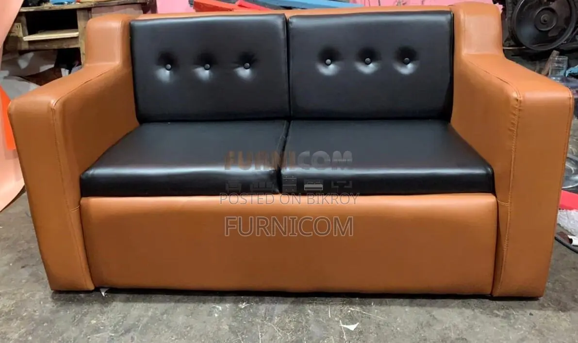 Button Tufted Sturdy Sofa for Living Room-Synthetic Leather