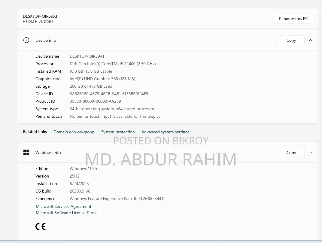 Desktop Computer Gigabyte GB-BKi3A-7100 16GB Intel Core I5 SSD 512GB
