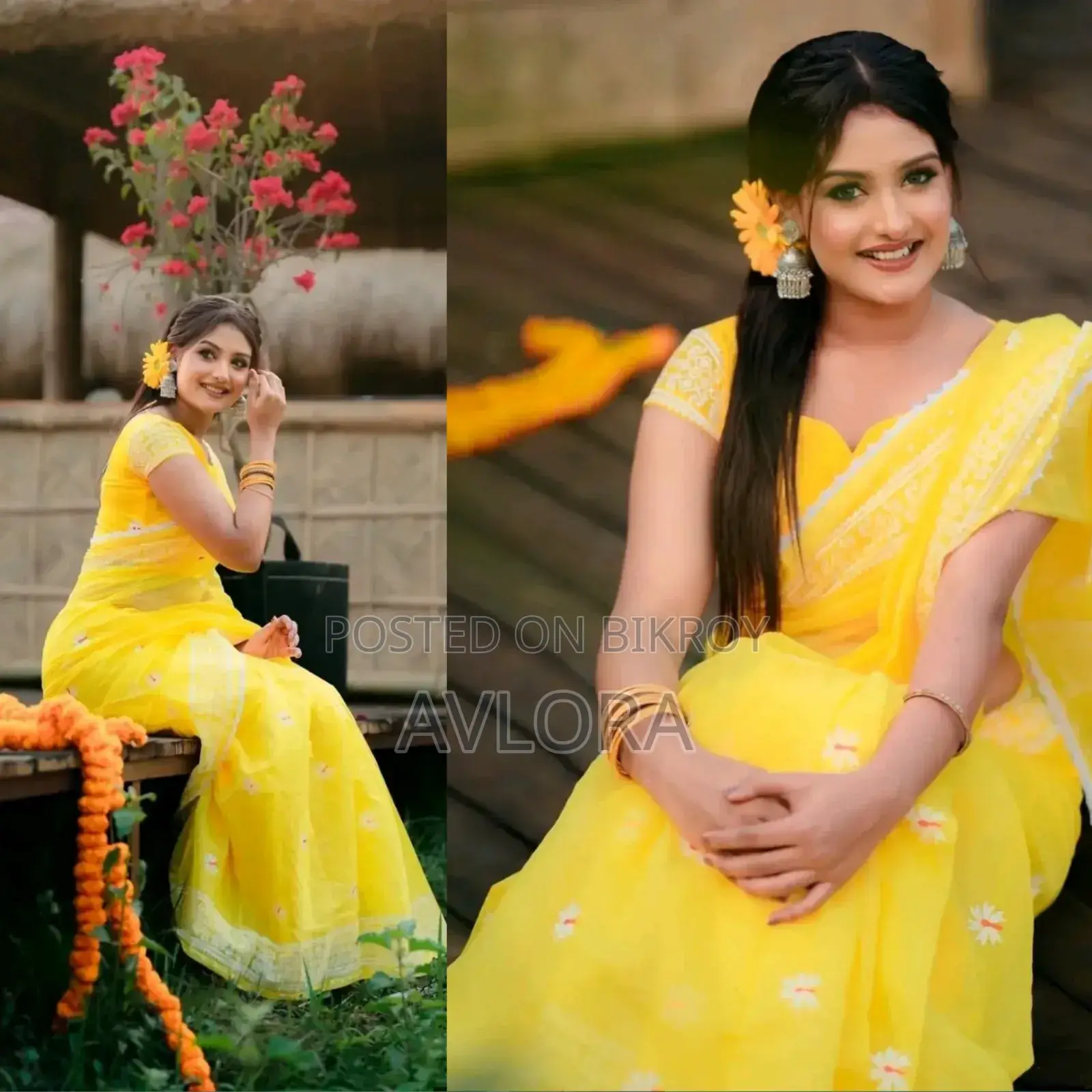 হাফ সিল্ক লেস ওয়ার্ক শাড়ি