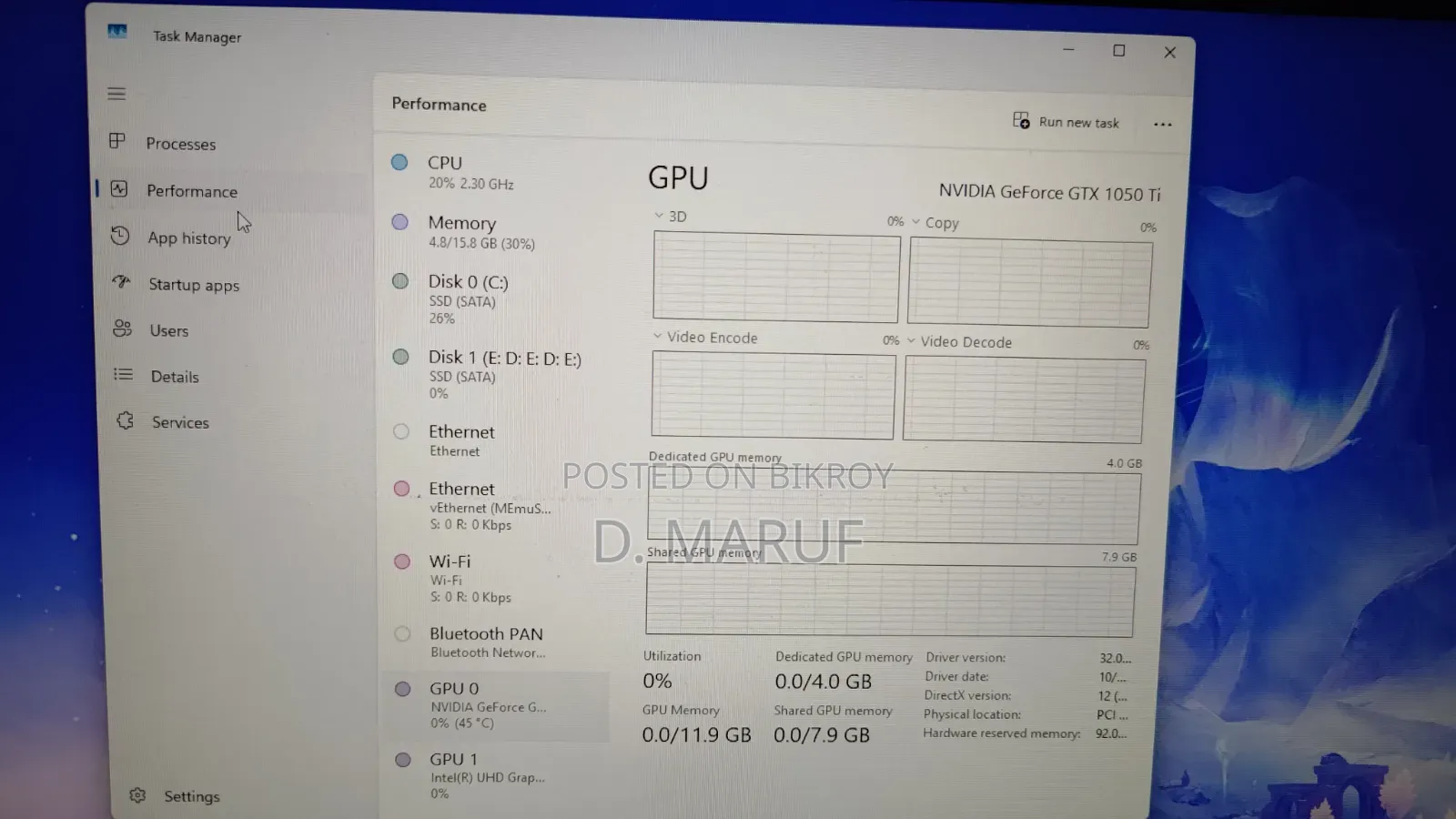 Laptop Acer Nitro 5 16GB Intel Core i5 SSD 128GB