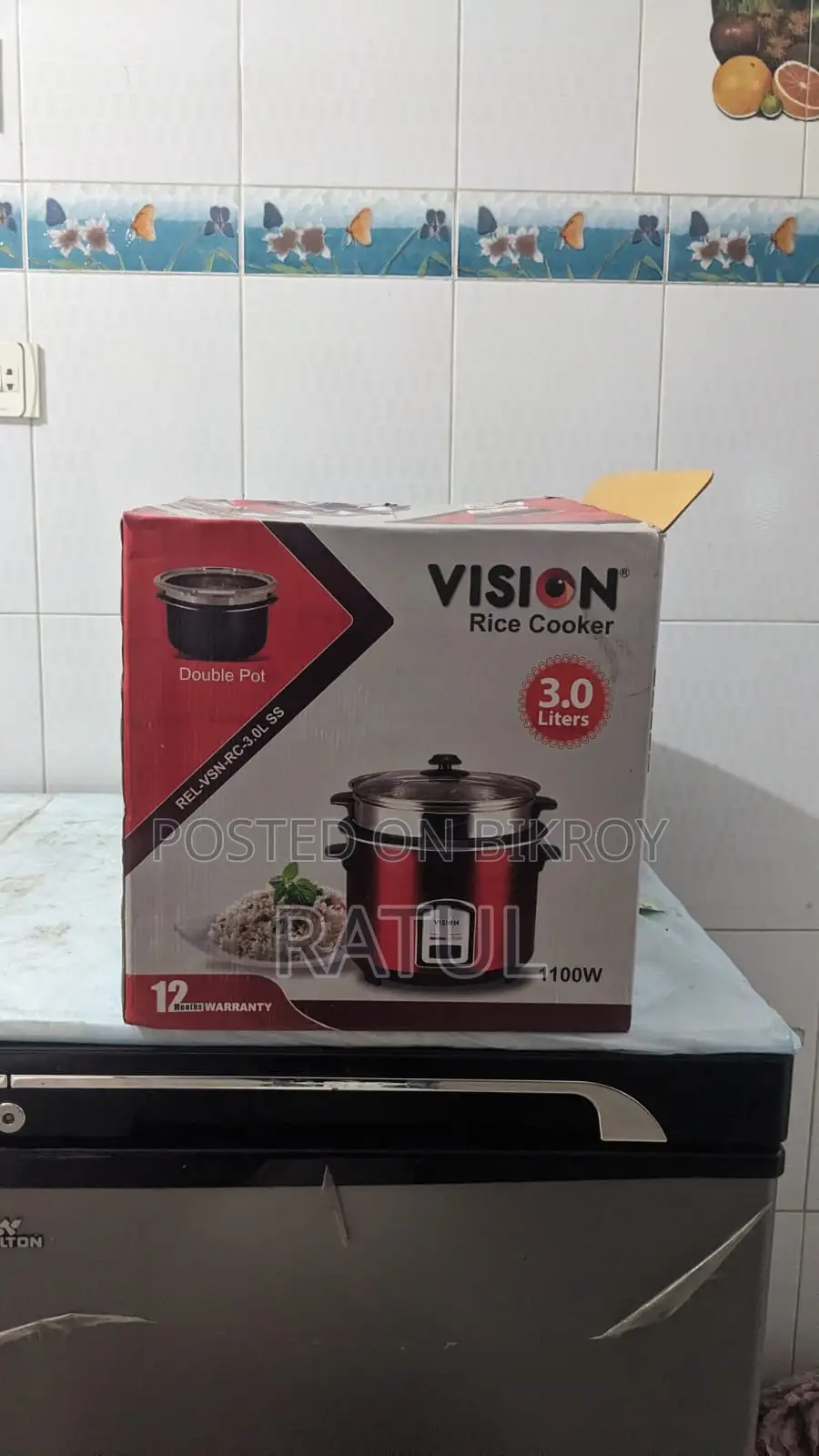 ভিশন ৩ লিটার রাইস কুকার আরসি-৫০-০৫ এসএস (ডাবল পট) — নতুনের মতো