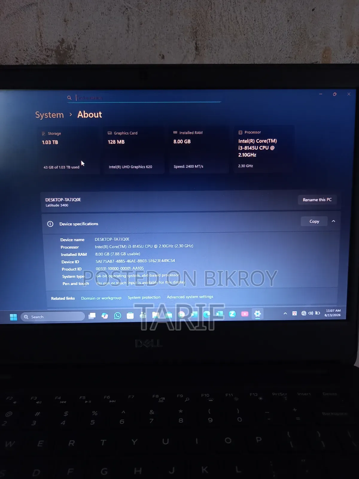 Laptop Dell Latitude 3400 8GB RAM Intel Core i3 1TB SSD