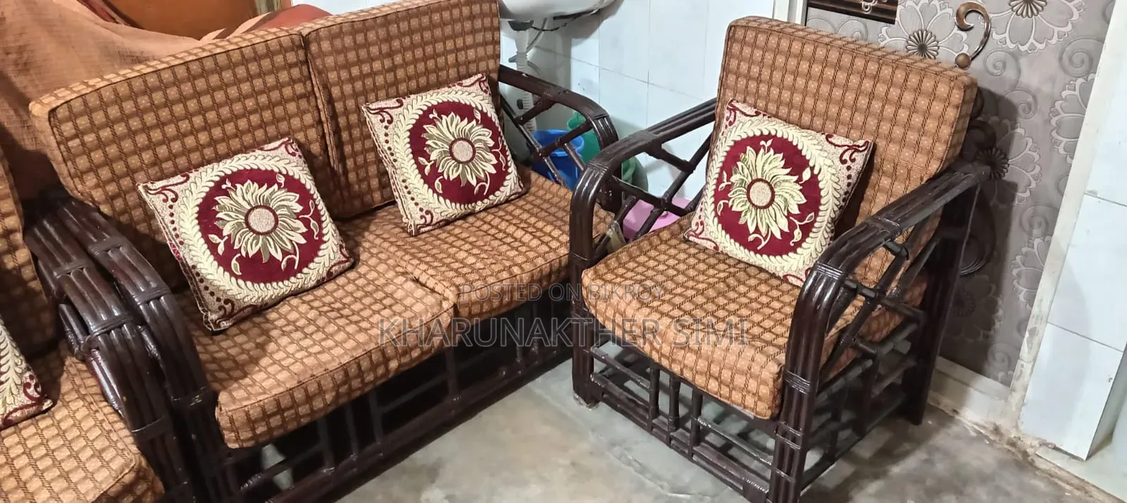 বেতের ১/৪ সেট সোফা