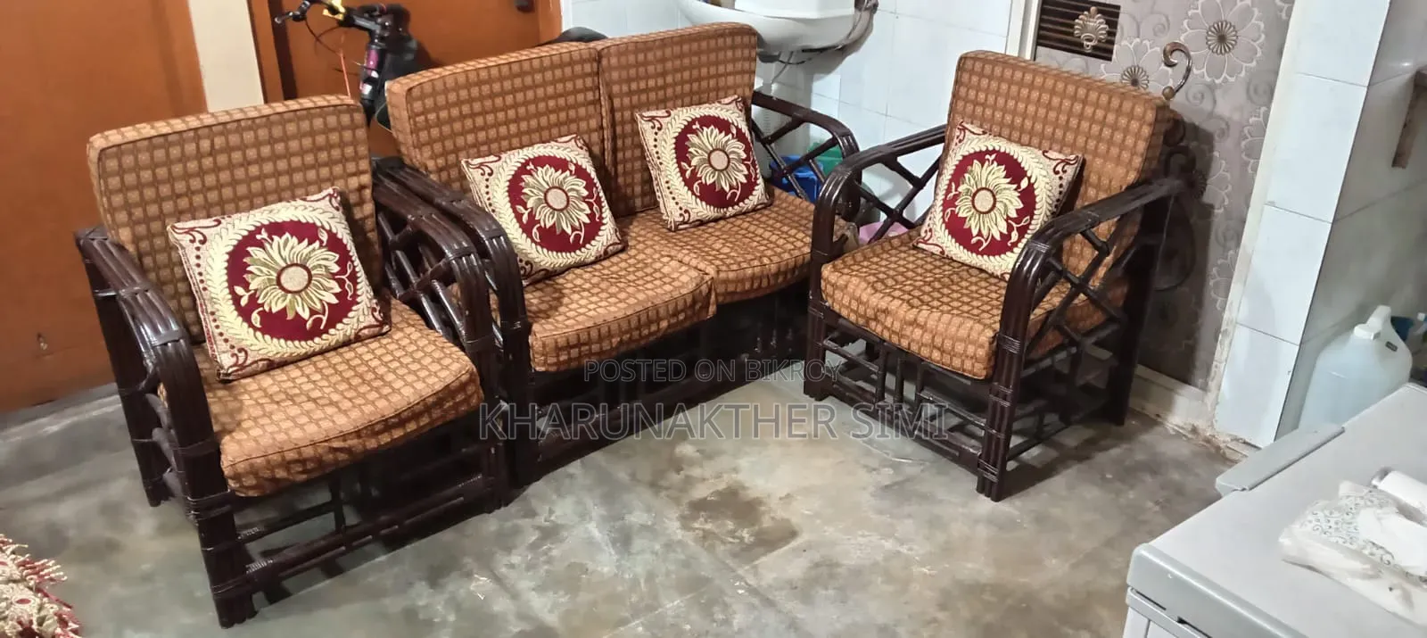 বেতের ১/৪ সেট সোফা
