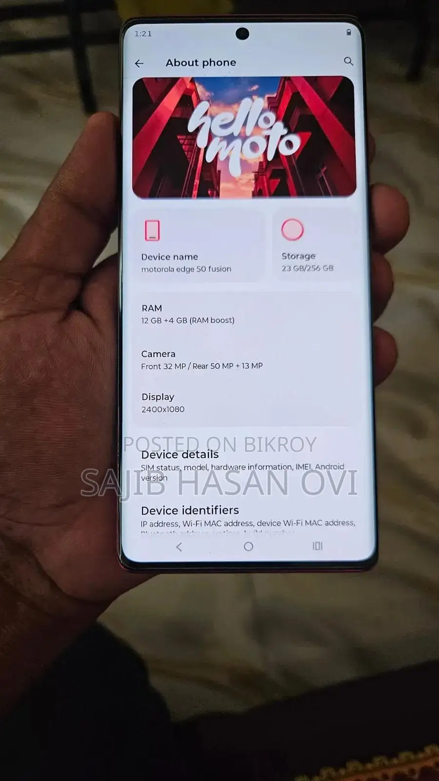 মোটোরোলা এজ ৫০ ফিউশন ২৫৬ জিবি পিংক