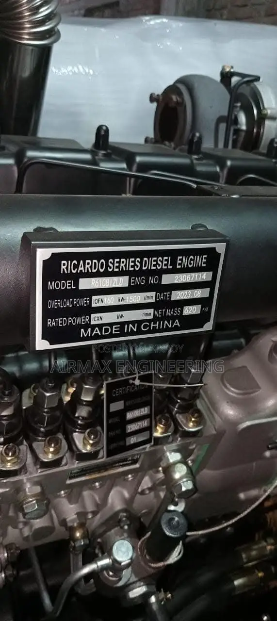 Ricardo 200 kVA / 160 kW Diesel Generator – Typical Specifications